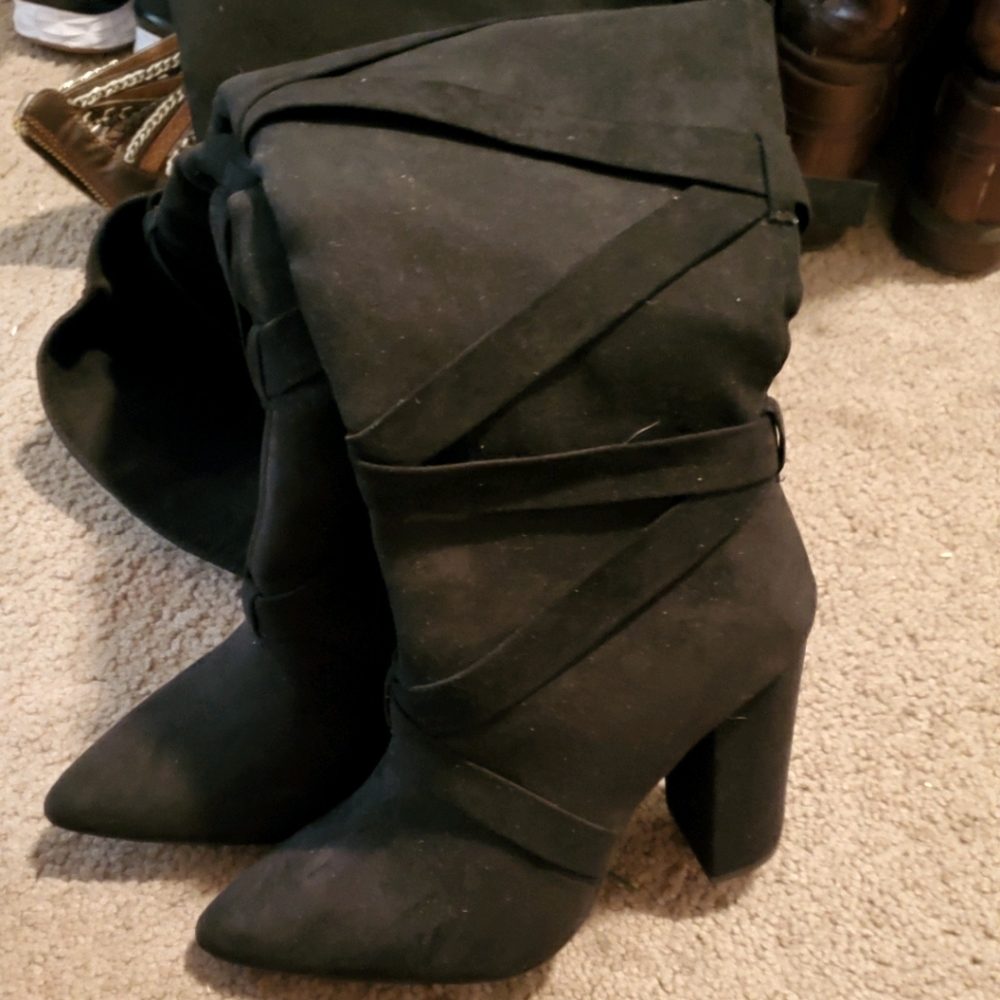 Black thigh high boots
